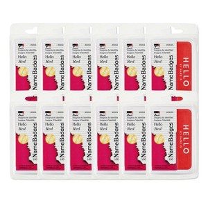 Charles Leonard Self-Adhesive Name Badges, Hello, Red, 100 Per Pack, 12 Packs - 1 of 3