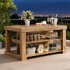 Lantine 55-Inch Farmhouse Kitchen Island with Storage, 3-Tier Wooden Center Bar Table  with Large Countertop for Kitchen, Dining Room, Rustic Brown - 4 of 4