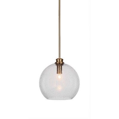 Toltec Lighting Kimbro 1 - Light Pendant in  New Aged Brass with 11.75" Clear Bubble Shade