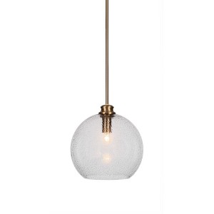 Toltec Lighting Cordova 1 - Light Pendant in  New Aged Brass with 9" Clear Textured Shade - 1 of 2