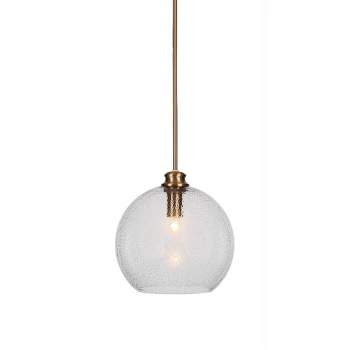 Toltec Lighting Cordova 1 - Light Pendant in  New Aged Brass with 9" Smoke Textured  Shade