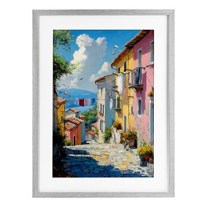 Stupell Industries Colorful Coastal Town Framed Print Under Glass Art - 1 of 4