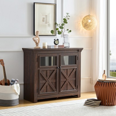 TIRAMISUBEST 2 Doors Cabinet Large Buffet Sideboard Cabinet Bar Wine Cabinet for Entryway Living Room