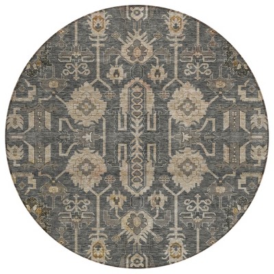 Gray Silver And Beige Oriental Washable Indoor Outdoor Area Rug