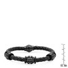 Steeltime Men's genuine black leather braided bracelet with black ip stainless steel accent - 3 of 4