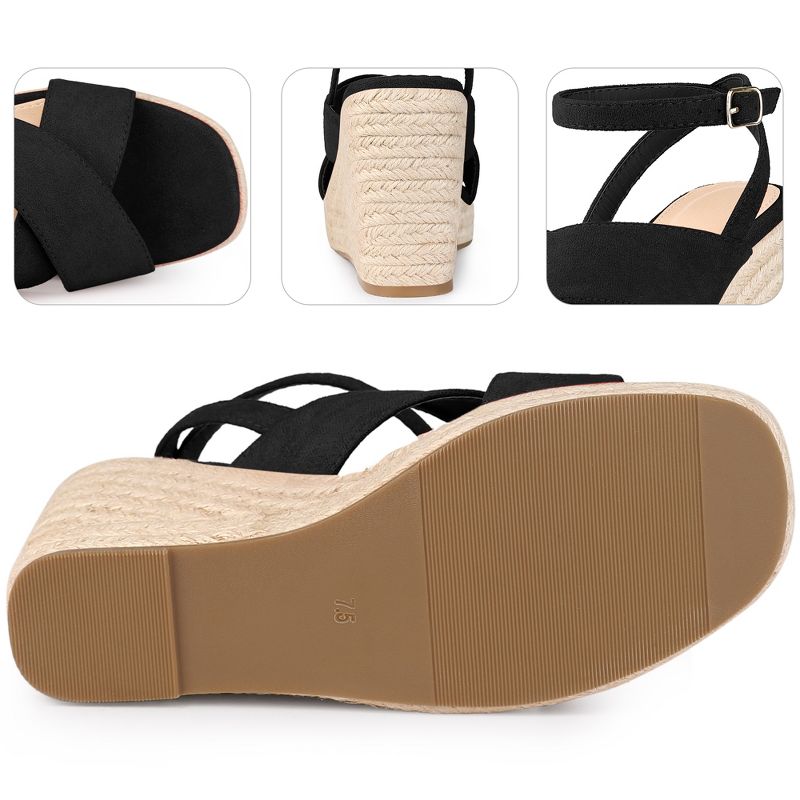 Perphy Women's Platform Slingback Cross Straps Espadrilles Wedges Sandals, 3 of 5
