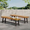 Set of 2 Outdoor Acacia Wood Benches, 63'' Modern Patio Dining Benches for Garden, Backyard, Balcony or Poolside – Cuddlewood - 2 of 4