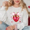 Coquette Strawberry Hearts Watercolor - Women's Graphic Sweatshirt - 3 of 4