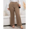 Plus Size Dress Pants for Women Stretch Pull On Flare Pants Pockets Dressy Business Casual Work Pants Khaki 3XL - 2 of 4