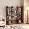 COZONY Triple 5 Tier Bookshelf, Wide Rustic Wooden Bookcase Display Shelf for Living Room Bedroom Office - 3 of 4