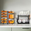 Sevobal Utility Storage Shelves, Multifunctional Dish Drying Rack with Drainboard and Pot Rack for Kitchen Counter, Black, 16.54"*11.77"*12.68" - 2 of 4