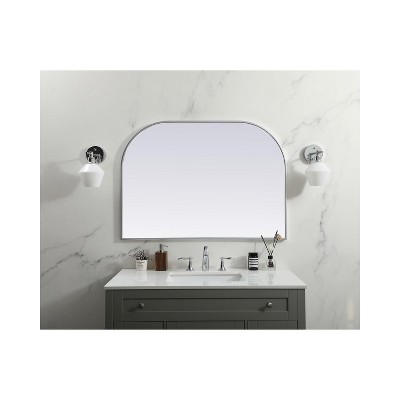 Silver Arch Top Metal Frame Bathroom Mirror