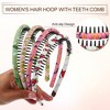 Unique Bargains Women's Non-Slip Elastic Teeth Comb Floral Pattern Headbands Pink Red 4 Pcs - 4 of 4