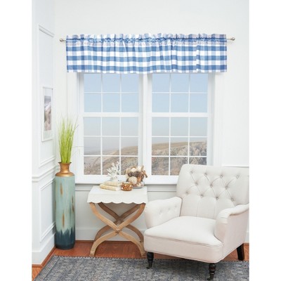 Franklin Blue and White Cotton Checkered Valance Set