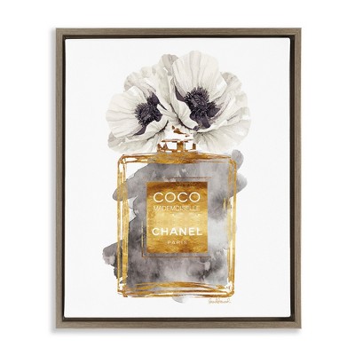 Stupell Industries Poppy Perfume Bouquet Black Framed Floater Canvas Wall Art