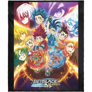 Intimo Beyblade Burst Rise Spinner Tops Anime Characters Collage Silk Touch Plush Throw Blanket Multicoloured - 1 of 4