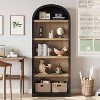 72" Farmhouse Arched Bookcase with Cabinet & Shelves - 5-Cube Storage for Living Room, Office - 3 of 4