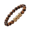 Steeltime Men's tiger eye beaded bracelet with 18k gold plated stainless steel beads - 2 of 4