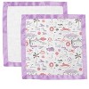 Bacati - Jungle Safari Camo Girls Muslin 2 pack Security Blankets Coral Lilac Gray - 3 of 4