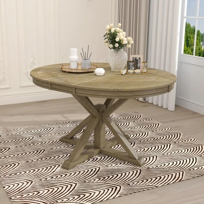 Chic Crate-Retro Extendable Dining Table - 12-Inch Leaf Farmhouse Design for Dining Room & Living Room (Natural Wood Wash, Multi-Use)