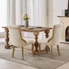 Ridstar Set of 2 Medieval-Style Upholstered Velvet Dining Chair with Curved Wood Trim and Carved Legs-Beige - 3 of 4