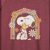 Women's - Peanuts - Retro Flower Rainbow Lightweight French Terry Wide Neck Long Sleeve Shirt - 2 of 4