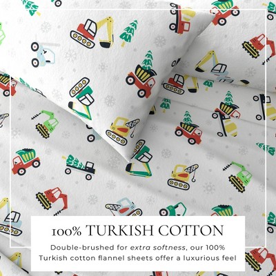 Twin Christmas Toy Trucks Cotton Flannel Sheet Set