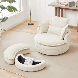 NicBex Modern Accent Chair with Moon Storage Ottoman Loveseat Circle Swivel Barrel Chairs Comfy Reclining Chair Sofa with 4 Pillows - 1 of 4