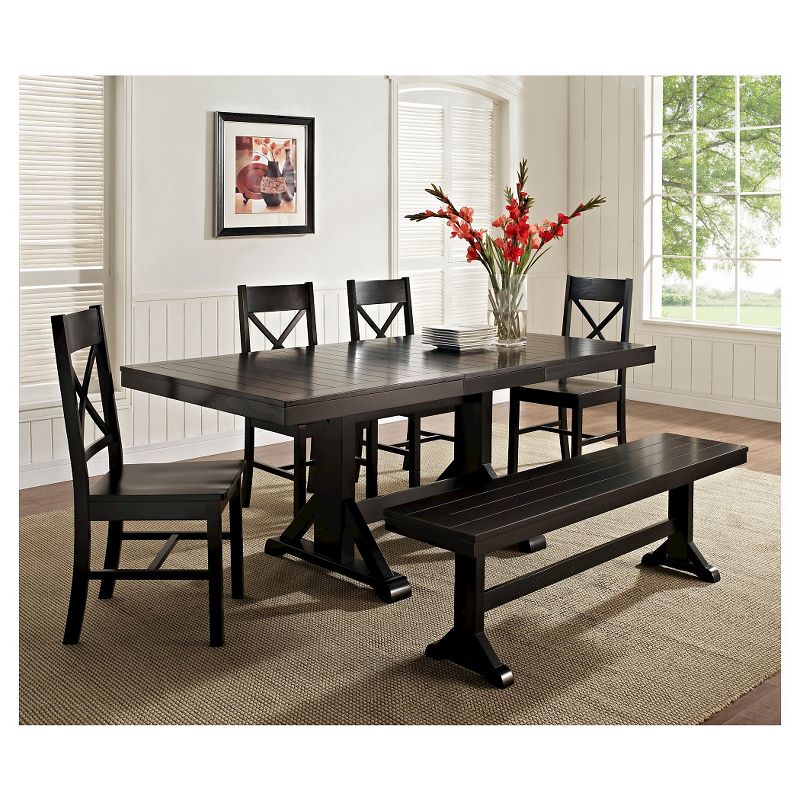 77&#34; Wood Extendable Dining Table Antique Black - Saracina Home, 6 of 8