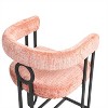 CIPACHO House Hold Bar Stools Set of 2, Modern Bar Stool with Back, Black Metal Frames, Upholstered Bar Stools (Pink Chenille) - 3 of 4