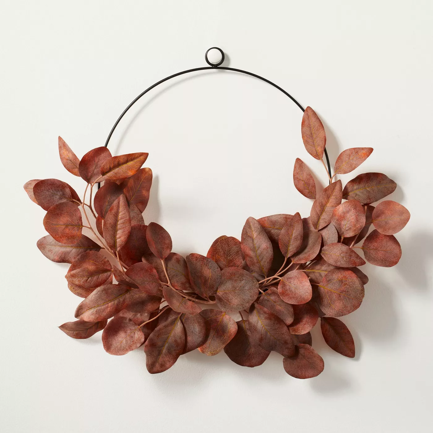 18" Asymmetrical Faux Rusted Eucalyptus Wire Wreath - Hearth & Hand™ with Magnolia - image 1 of 7