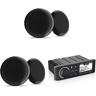 Fusion MS-RA70N Marine Entertainment System with Bluetooth & NMEA 2000 with Bluetooth with Fusion 2 Pairs EL-F653B EL Series 6.5" 2-Way Marine Coax...