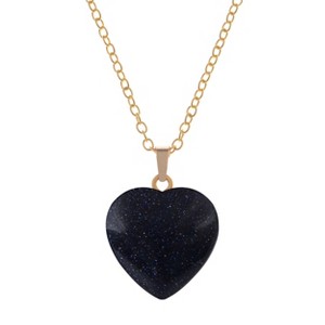 Natural Stone Heart Gemstone Healing Crystal Pendant Lucky Blessing Energy Necklace for Women Men, Blue Sandstone - 1 of 4