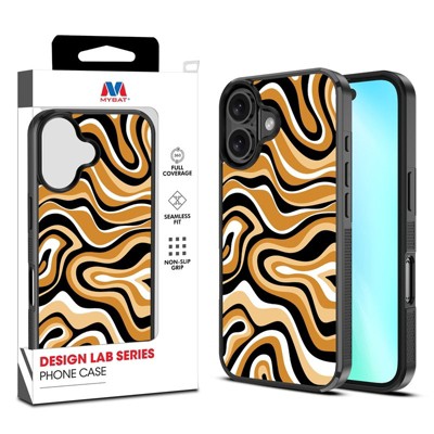 MyBat Design Lab Series Case for iPhone 16 Plus- Groovy Golden Swirls