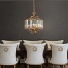 ALOADECOR 4 Lights W18in Glam Crystal Chandelier in Matte Gold Luxury Unique Drum Shape Pendant Light for Dining Room - 3 of 4