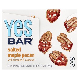 Yes Bar Snack Bars, Salted Maple Pecan, 6 Bars, 1.4 oz (40 g) Each - 1 of 3