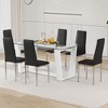 NicBex Dining Table Set for 6 Rectangular Tempered Glass Top Table White MDF Stand with 6 PU Chairs for Kitchen - 4 of 4