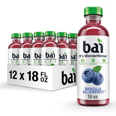 Bai Antioxidant Infused Water, Brasilia Blueberry - 18 Fl Oz Bottle (Pack of 12)