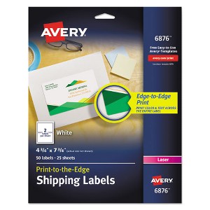 Avery Vibrant Laser Color-Print Labels w/ Sure Feed, 4.75 x 7.75, White, 50/Pack - 1 of 4