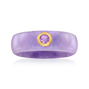 Ross-Simons Lavender Jade and .20 Carat Amethyst Ring With 14kt Gold - 1 of 4