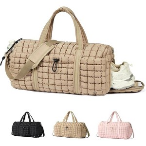 Generic Quilted Duffel Bag for Women, Large Puffer Duffle Weekender Bag with Shoe Compartment - 1 of 4