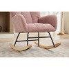 CAVINAS Modern Rocking Chair with Soft Cashmere Teddy Fabric, Accent Armchair with Ergonomic Curved Backrest and Solid Wood Frame - 3 of 4