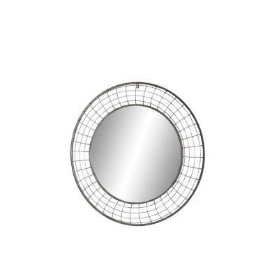 Sleek 36" Black Iron Round Wall Mirror for Industrial Elegance