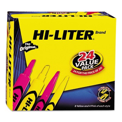 Avery HI-LITER Desk/Pen-Style Combo Highlighter Chisel/Bullet Assorted Colors 24/PK 29862