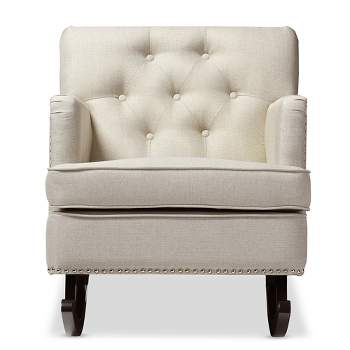 Bethany Modern and Contemporary Light Fabric Upholstered Button - Tufted Rocking Chair - Gray - Baxton Studio