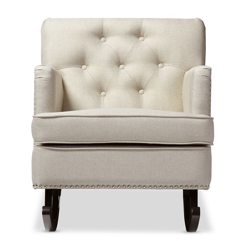 Bethany Modern and Contemporary Light Fabric Upholstered Button - Tufted Rocking Chair - Gray - Baxton Studio, 1 of 6