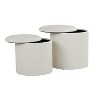 Vynxaria Maverick Contemporary Nesting Ottoman Set in Cream Faux Leather ¨C Stylish & Space-Saving - 3 of 4