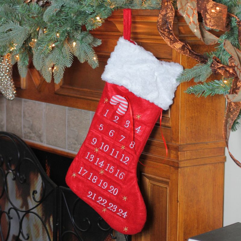 Northlight 22" Red and White Candy Cane Advent Calendar Christmas Stocking, 2 of 4