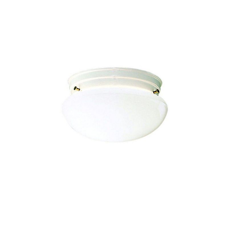 Ceiling Space 9" 2 Light Flush Mount with White Globe in Brushed Nickel, 1 of 3