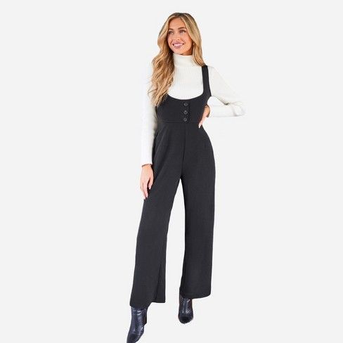 Women's Wide Leg Sleeveless Button Jumpsuit - Cupshe-s-black : Target